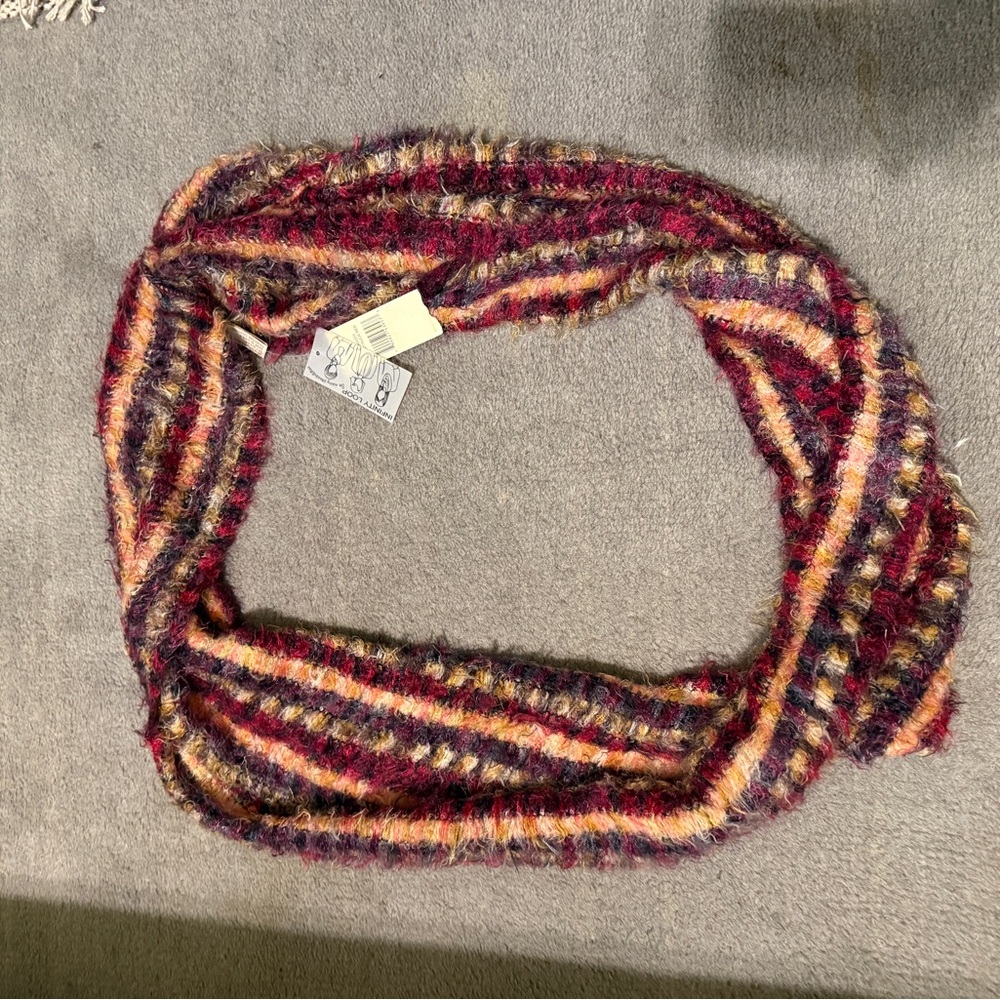 Multicolor Striped Knit Infinity Scarf New With Tags Cozy Fall Winter